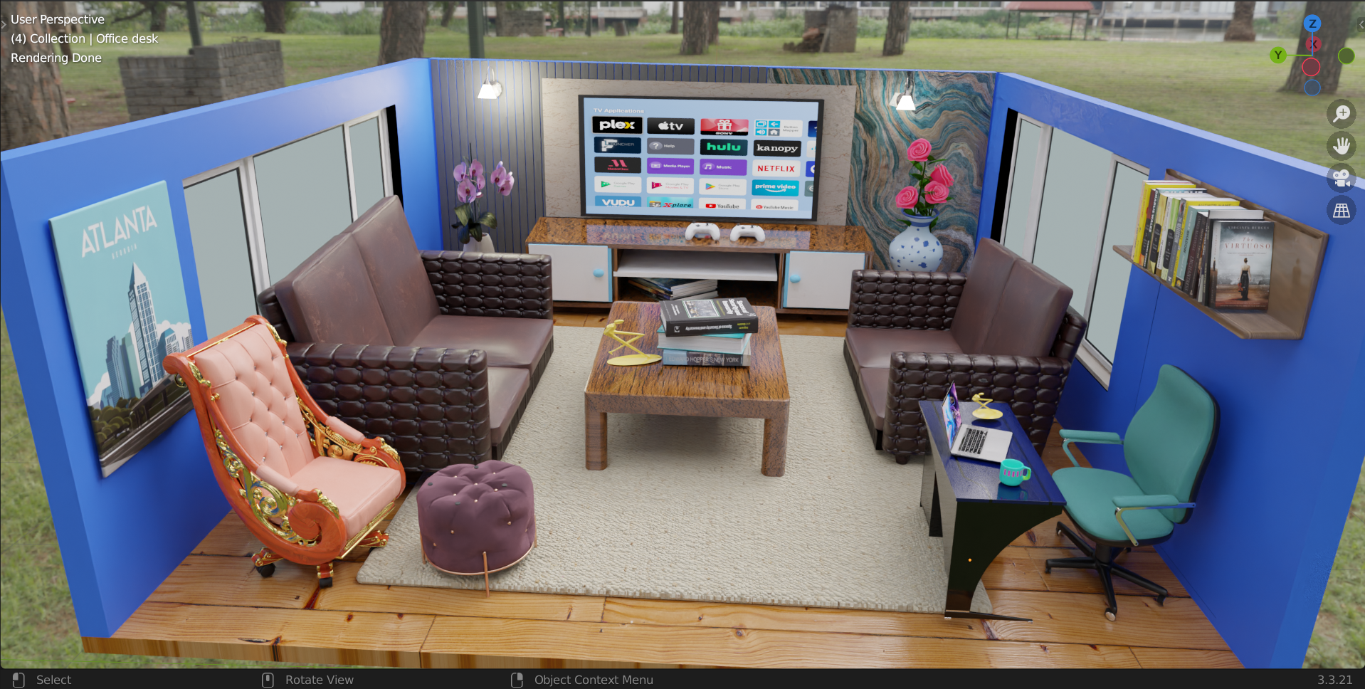 3D Living Room Render